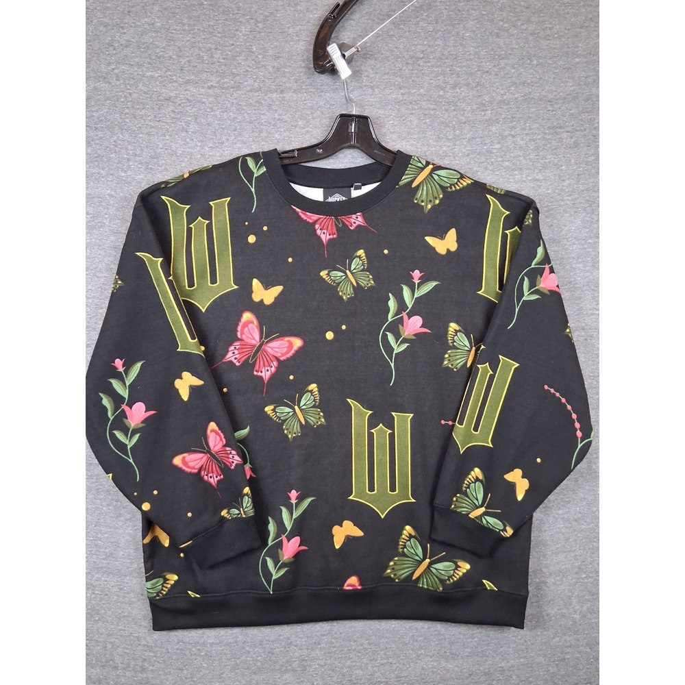 Wicked Womens Sweatshirt XL Black Green Butterfly Floral Movie Pullover For Good